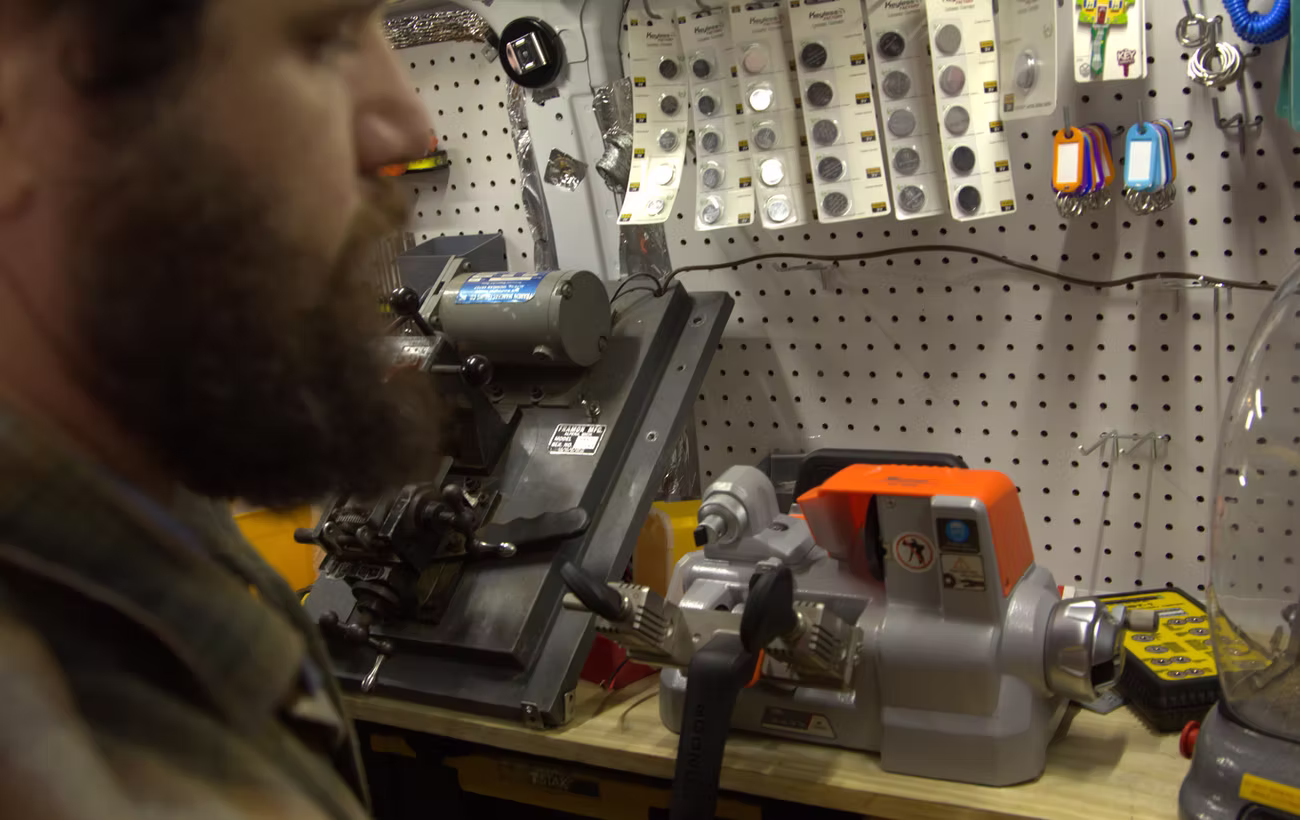 Inside Buffalock and Key mobile locksmith work area